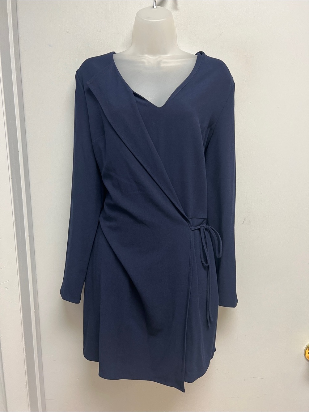 1.STATE Navy Blue Long Sleeve Wrap Front Romper Dress Size Large